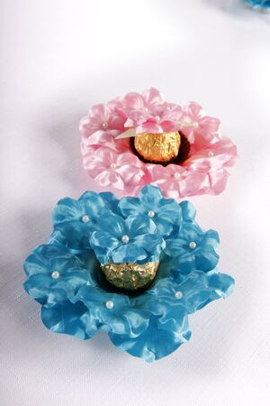 Fabric flower bon-bon presentation の写真素材