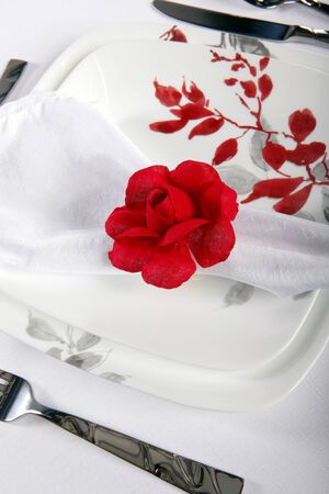 Fabric flower napkin ringの写真素材