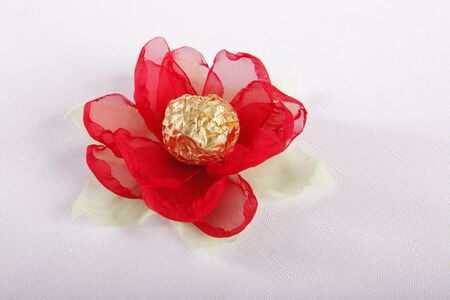 Fabric flower bon-bon presentation の写真素材