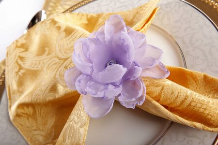 Fabric flower napkin ringの写真素材