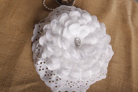 Wedding ring fabric cupsの写真素材