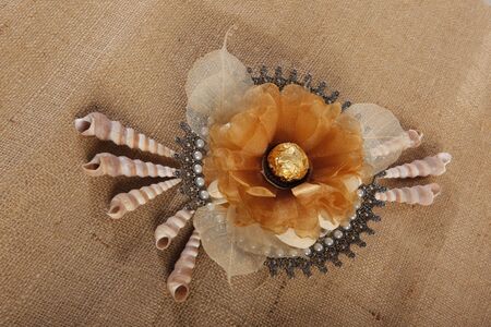 Fabric flower bon-bon presentation の写真素材