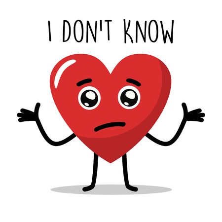 cute character mascot of love with a confused expression and said do not know, vector illutration. flat designのイラスト素材
