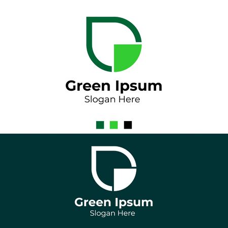 Abstract Green Leaf Logo Template for Business, Health, Insurance, Park, Estate Company. Vector Flat Designのイラスト素材