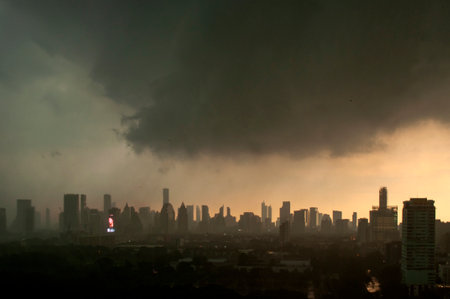 Heavy rain in Bangkok, Thailand.の写真素材