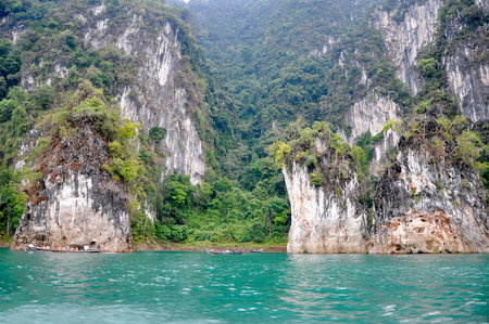 Limestone cliffs at Rajjaprabha Dam in Surat Thani, Thailand