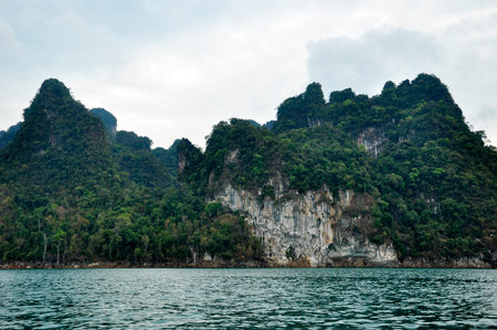 Limestone mountains at Ratchaprapha Dam, Surat Thani Province, Thailand