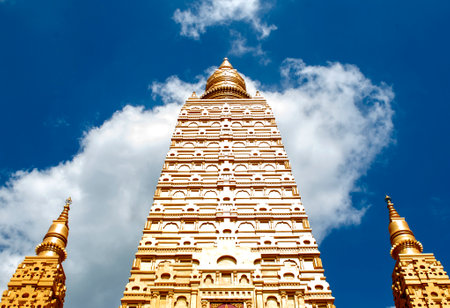 Thai pagoda in at Wat Maha That Wachiramongkol (Wat Bang Thong), Phang Nga, Thailandの写真素材