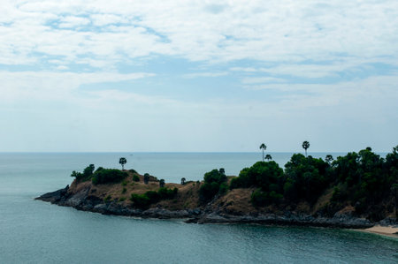 Beautiful view of the sea and the island from Phromthep Cape, Phuket, Thailand