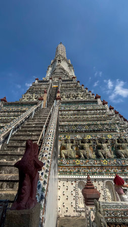 Pagoda at Temple of Dawn (Wat Arun), Temple of Dawn, Bangkok, Thailand.の写真素材