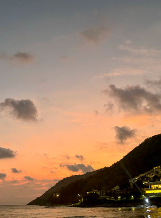 Serene Ocean View at Dusk from Windmill Viewpoint, Phuket, Thailand â Tranquil Coastal Twilight Sceneの写真素材