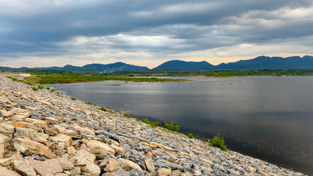 Landscape view of Klong Sung Dam in Nakhon Si Thammarat, Thailand