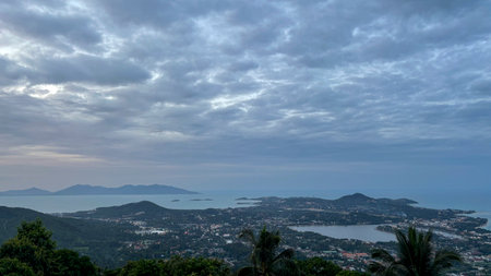 Panoramic view of Phuket, Thailand at sunset.の写真素材