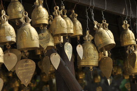 Bells at a temple in Phuket, Thailand Buddhist templeの写真素材