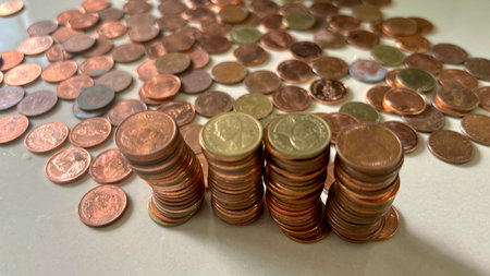 Thai Baht Coins â Currency for Business, Finance, and Banking Conceptsの写真素材