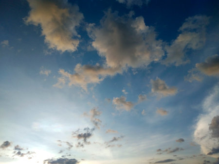 Clouds in the blue sky at sunset at Windmill Viewpoint on the Island of Phuket, Thailand