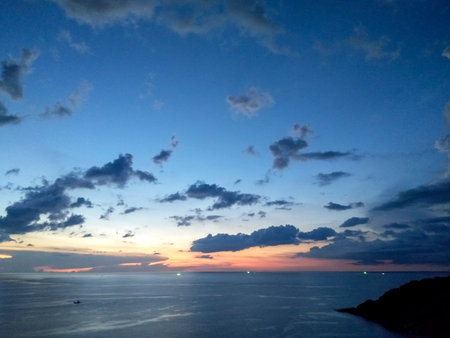 Beautiful sunset  at Windmill Viewpoint, blue sky and clouds, nature seriesの写真素材