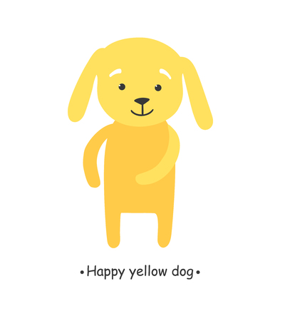 Happy yellow dog cartoon. Flat vector illustrationのイラスト素材