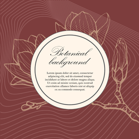 Botanical wedding template with magnolia. Wedding invitation, save the date, reception card. Wedding concept. Floral poster, invite.のイラスト素材