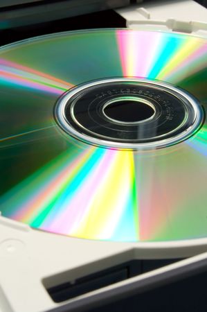 DVD in computer CD-ROM trayの写真素材