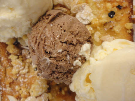 Chocolate and vanilla ice cream on toast