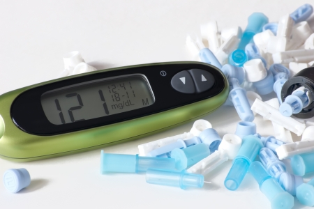 part of preventive medicine is represented by constant monitoring of blood glucoseの写真素材