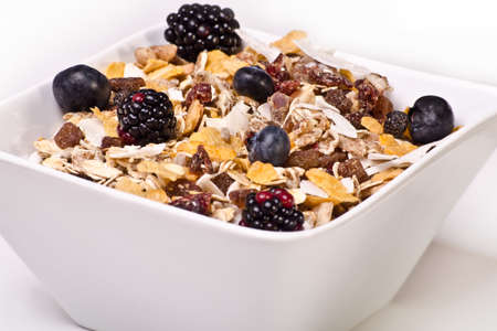 healthy breakfast meal with cereals and cultivated berries