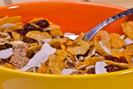 healthy breakfast meal with cereals and cultivated berriesの写真素材