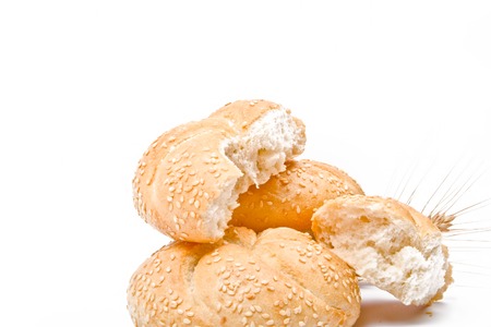 fresh baked golden bun on white background