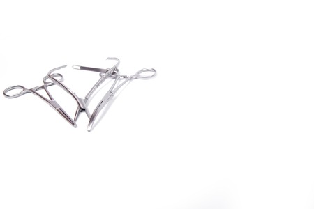 surgical instruments for general medical interventions isolated on white backgroundの写真素材