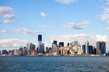 New York city, panaramic view with river and skyの写真素材