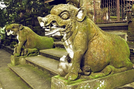 Stutue in Sacred Monkey Forest, Ubud, Bali Indonesiaの写真素材