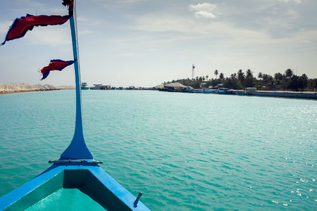 boat on tropical blue seaの写真素材