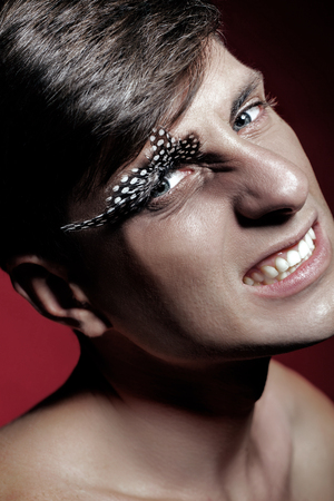Young Handsome Man Fantasy. Body Art. Portrait with emotion.の写真素材