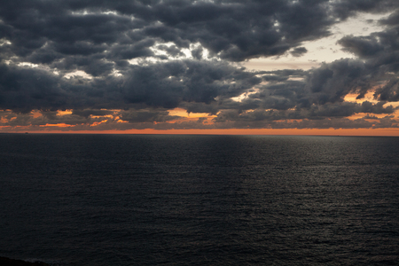 Sunset over the sea near the Gozo island, Maltaの写真素材