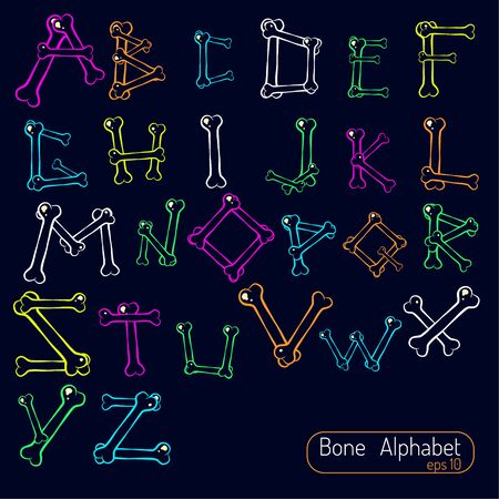 Vector Halloween alphabet made of crossed funny bonesのイラスト素材