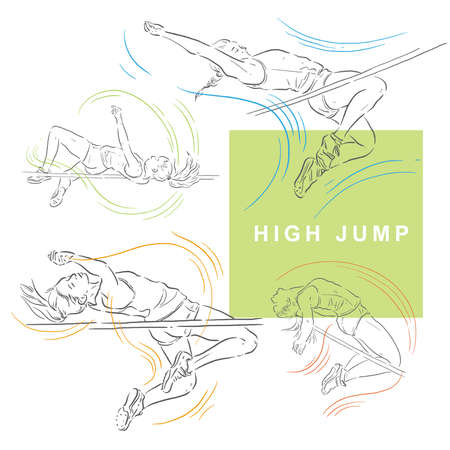 High jumpers, women athletes, sport illustrationのイラスト素材
