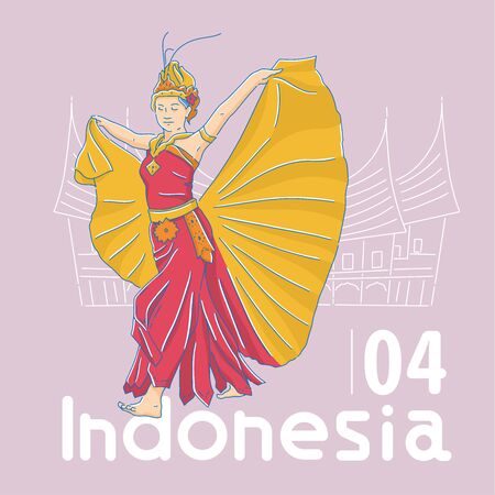 The Dance Festival, dancers dancing Indonesia traditional dance, vector illustrationのイラスト素材
