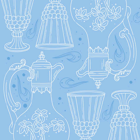 Classic style hip flask and glass cup, line style vector illustration, vector backgroundClassic style hip flask and glass cup, line style vector illustration, vector backgroundのイラスト素材