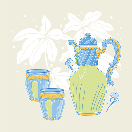 Classic style wine bottle and glass, flat style, vector illustrationのイラスト素材