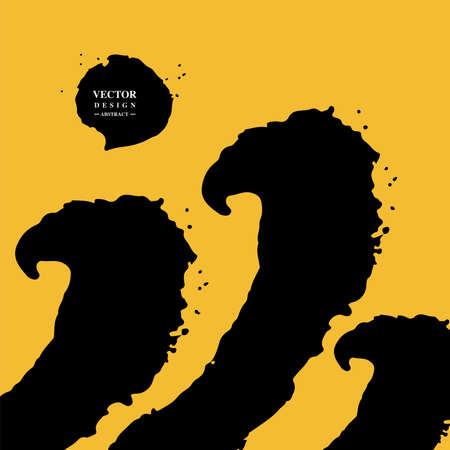 Calligraphic effect abstract patterns, Yellow and black color matching, repeated graphics, vector patternのイラスト素材
