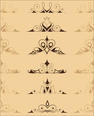 set of vintage calligraphic vignettesのイラスト素材