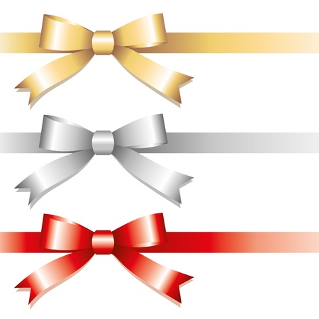 set of glossy bows on white backgroundのイラスト素材