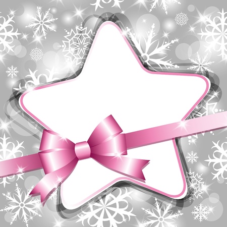 xmas gray frame with star and bowのイラスト素材