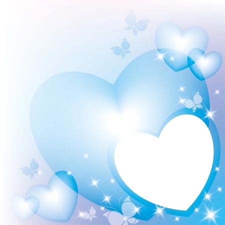abstract frame with blue hearts and sparksのイラスト素材