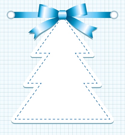 christmas tree with bow on blue pageのイラスト素材