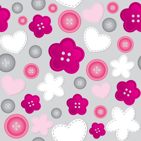 seamless pattern with gray and pink sewing buttonsのイラスト素材