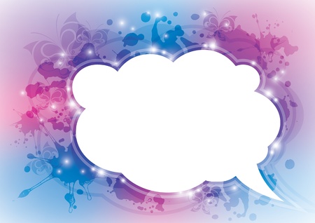 abstract background with sketch bubble and butterfliesのイラスト素材
