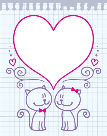 valentine's cats cardのイラスト素材