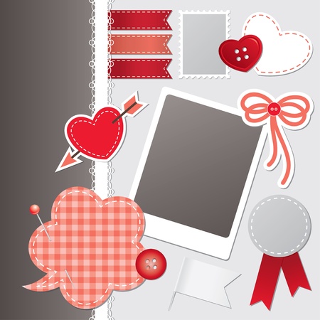 set of red scrapbooking elementsのイラスト素材